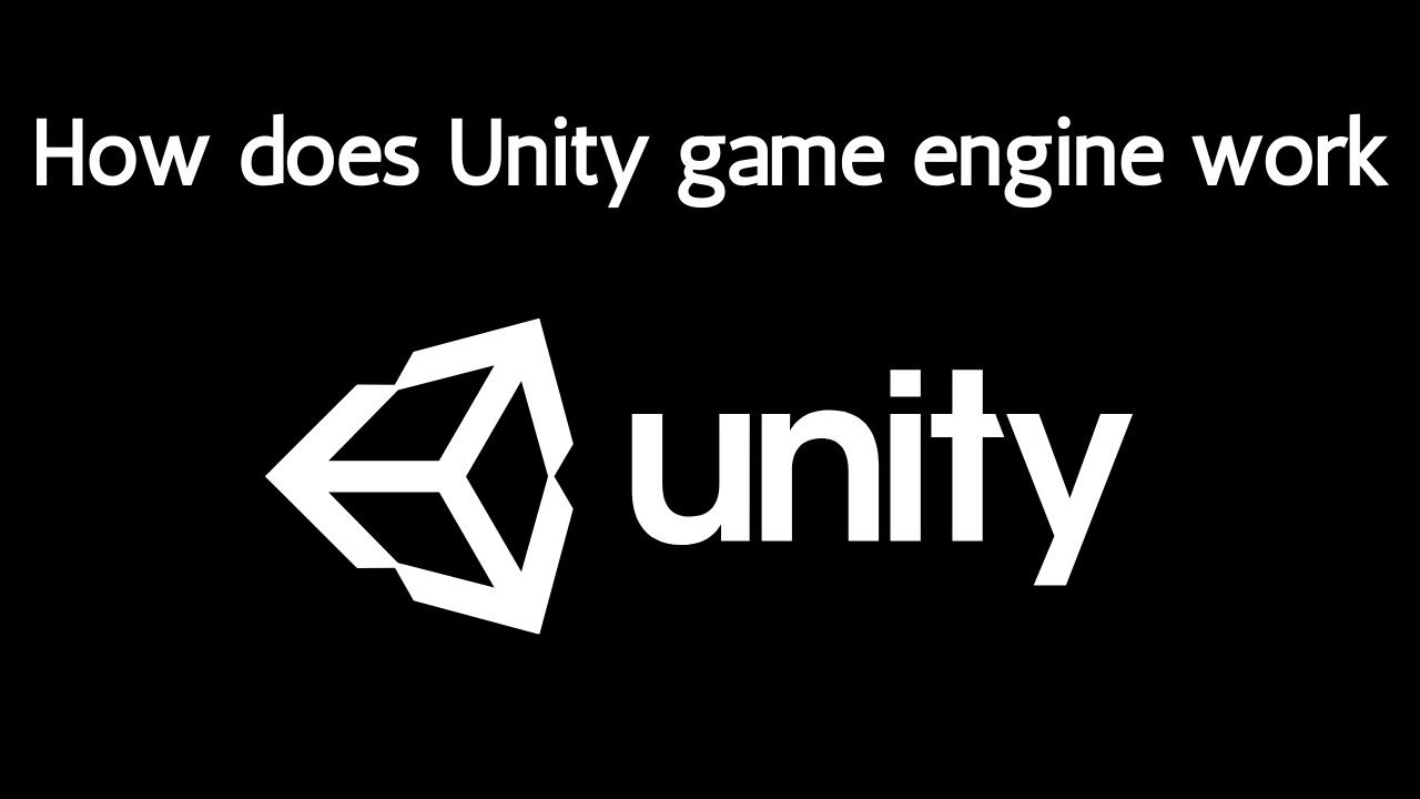 Unity logo with the text "How does Unity game engine work"