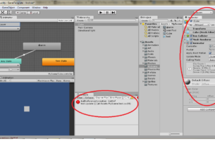 Screenshot of Unity Editor showing a NullReferenceException error in the console.